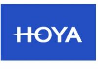 Logo firmy Hoya - biały napis na niebieskim tle