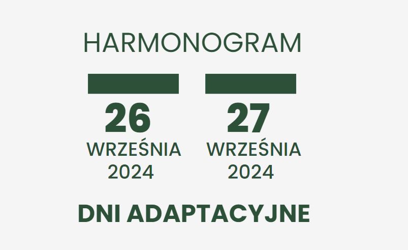 Harmonogram dni adaptacyjnych dla 1 roku